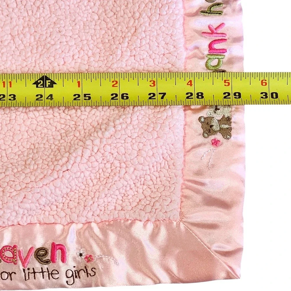 Carters Child of Mine Thank Heaven for Baby Girls Sherpa Pink Satin Blanket